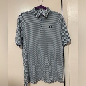 Under Armour Blue Striped Golf Polo - M